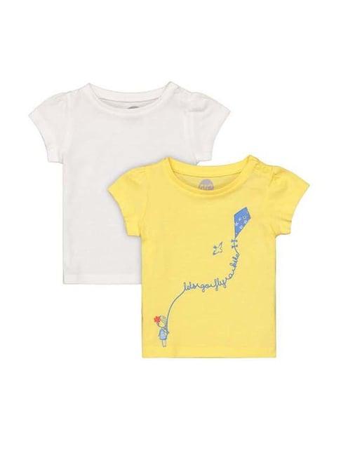 mothercare kids yellow & white printed top (pack of 2)