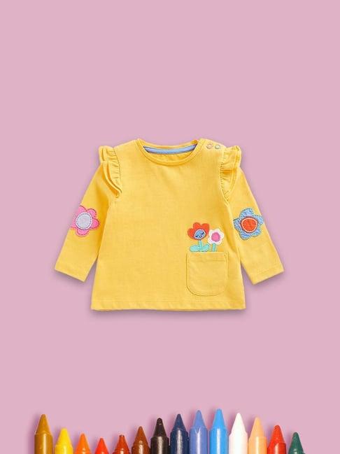 mothercare kids yellow cotton applique full sleeves top