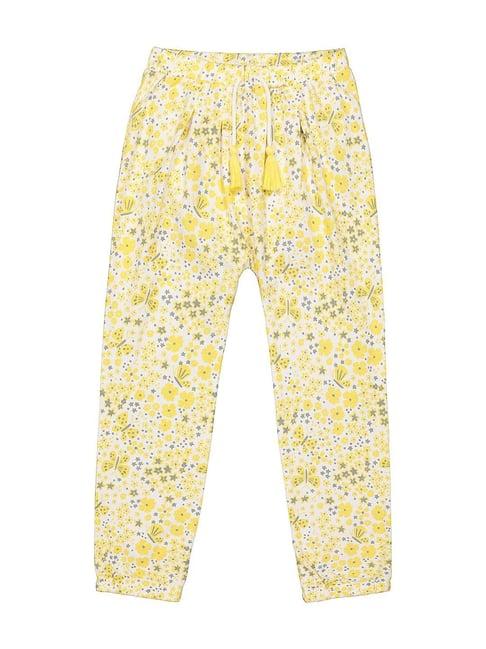 mothercare kids yellow cotton printed pants