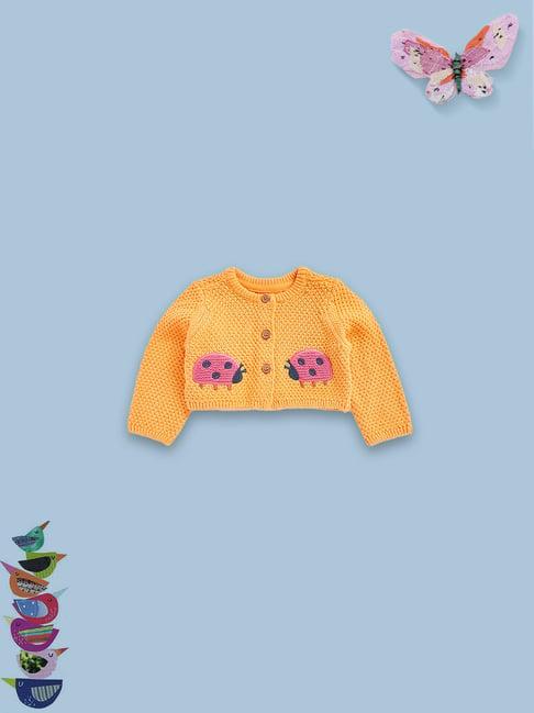 mothercare kids yellow self design full sleeves sweater