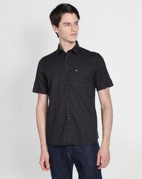 motif print cotton casual shirt