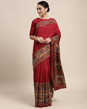 motif bhagalpuri saree with contrast border