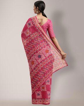 motif print cotton saree