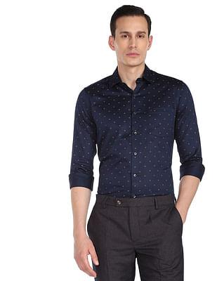 motif print manhattan slim fit shirt