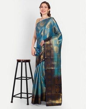 motifs printed contrast bordered saree
