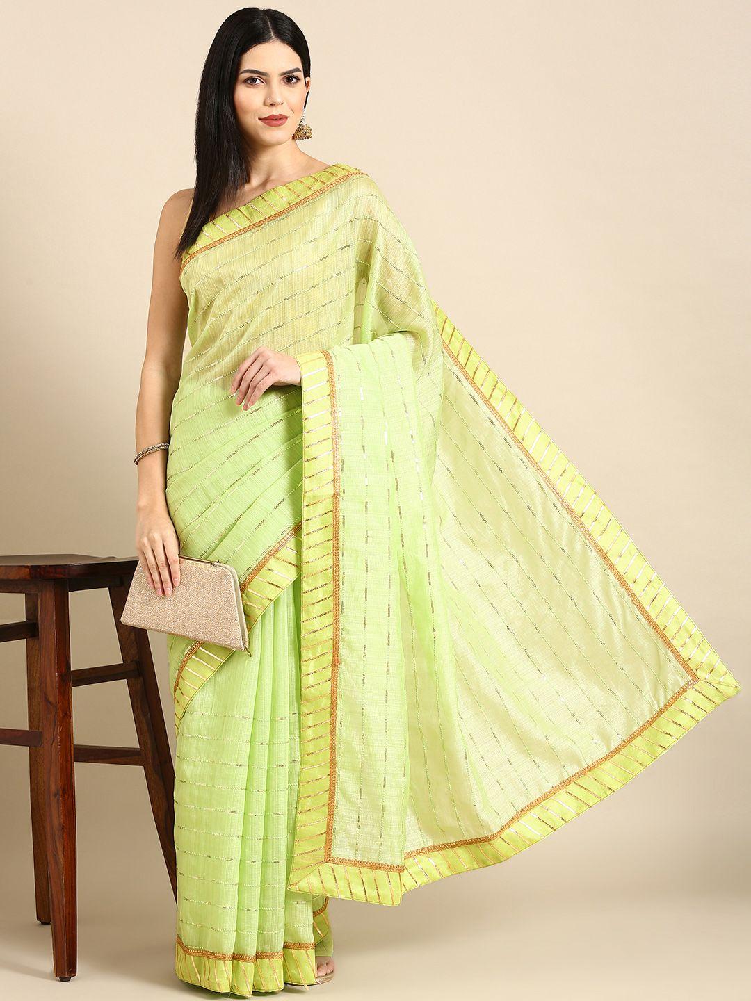 motihamir embroidered striped sequinned pure cotton saree