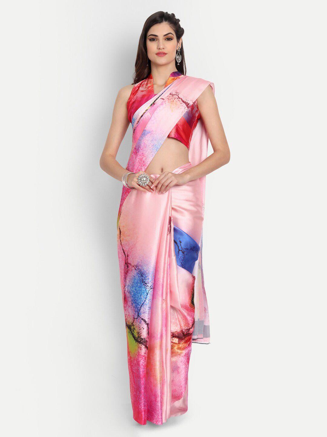 motihamir pink & blue tie and dye satin saree