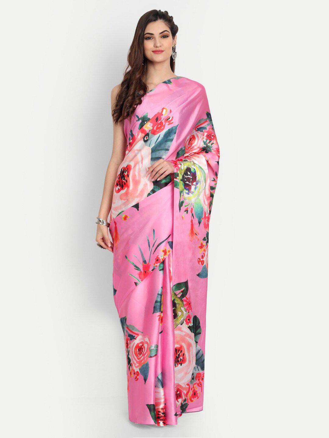 motihamir pink & red floral satin saree