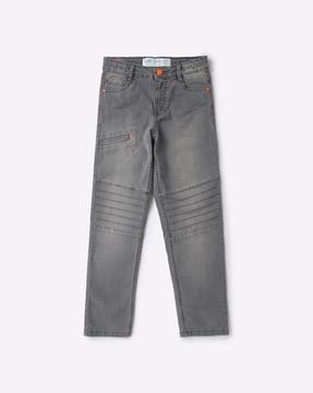 moto pleated mid-wash slim jeans