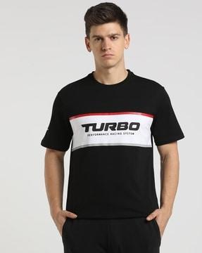 moto gp graphic colorblock crew-neck t-shirt