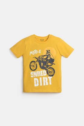 moto-x motorbike cotton t-shirt for boys - mustard