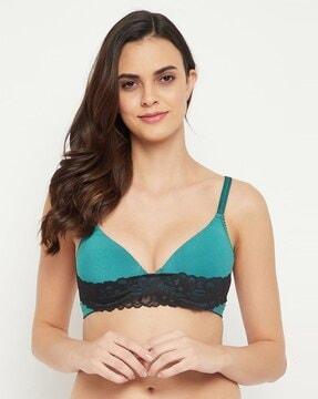 moulded push-up bra with lace details