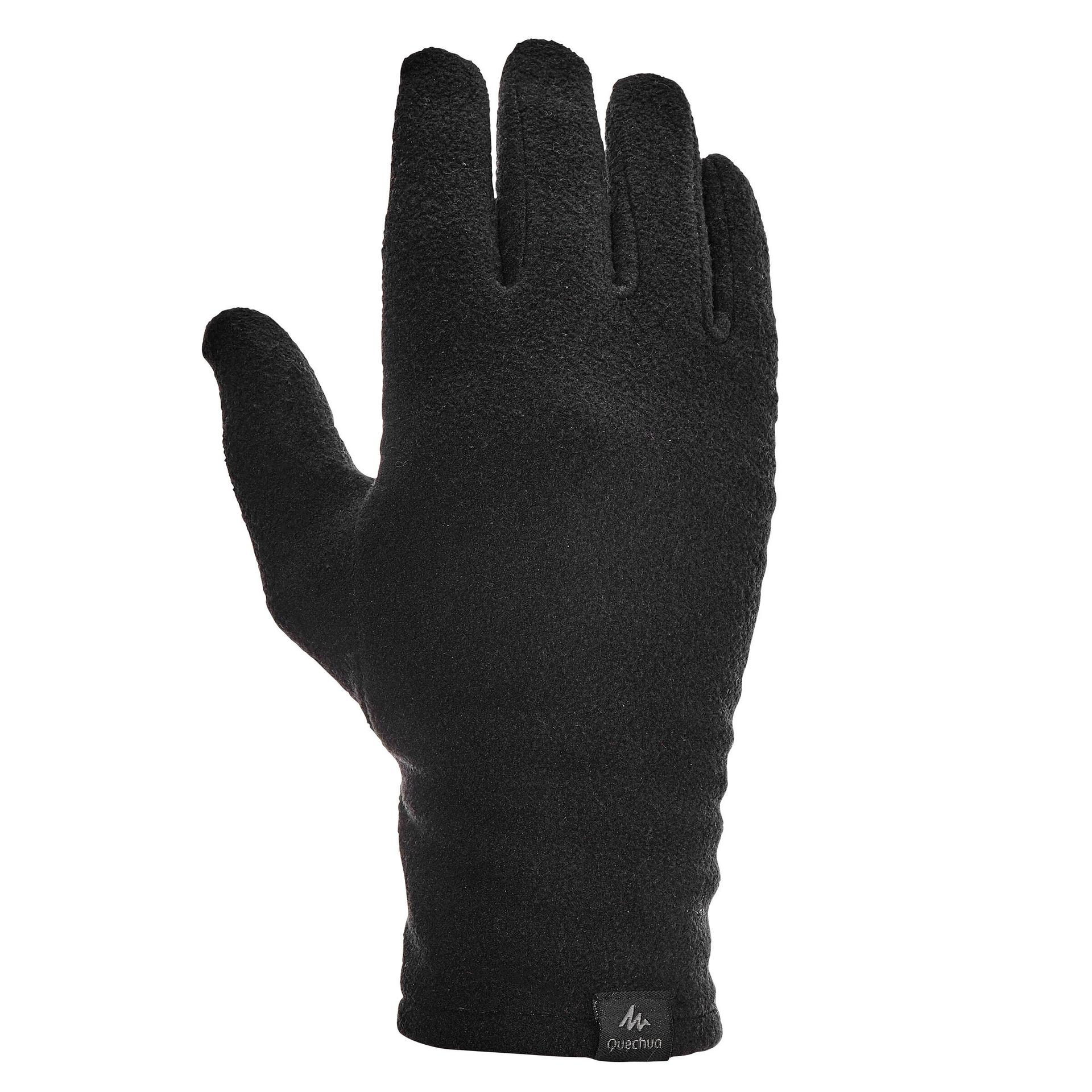 mountain trekking recycled polyester liner gloves 100 black