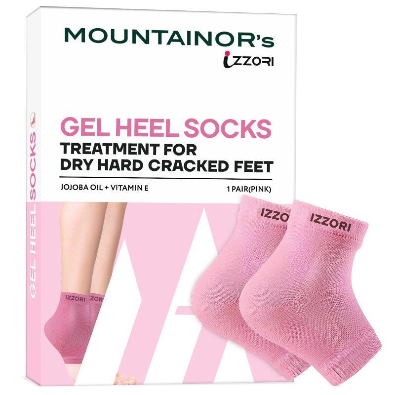 mountainor silicone gel heel socks for dry hard cracked heel repair pad - pink
