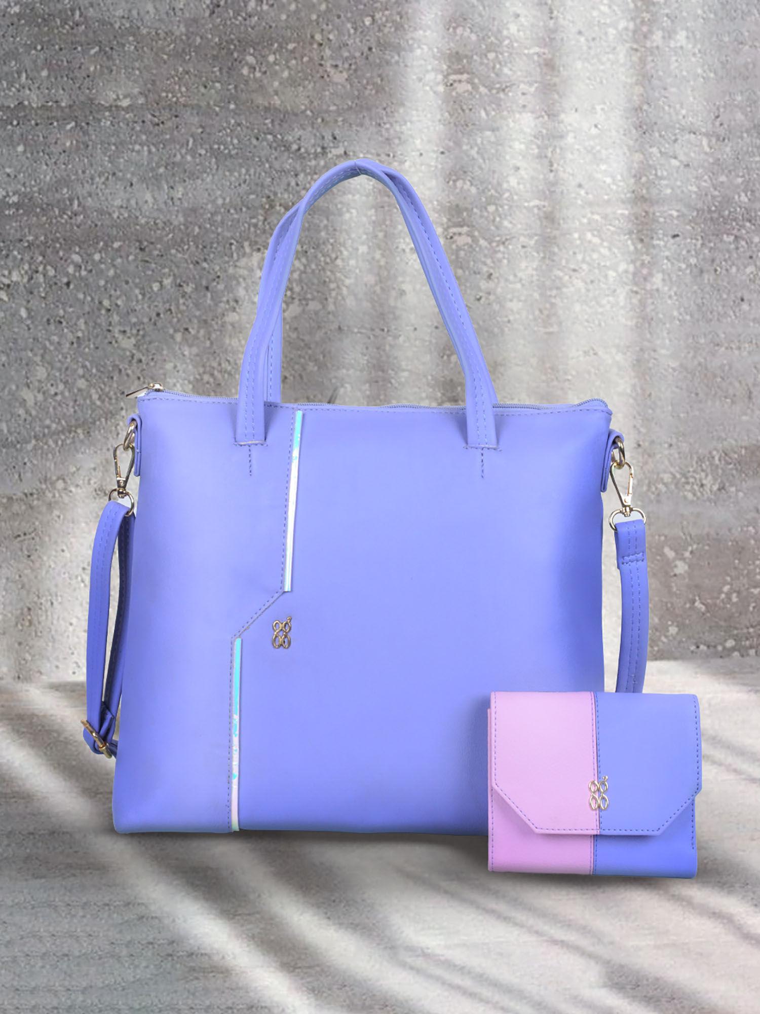 movo tayet purple shoulder bag & wallet combo (set of 2) (l)