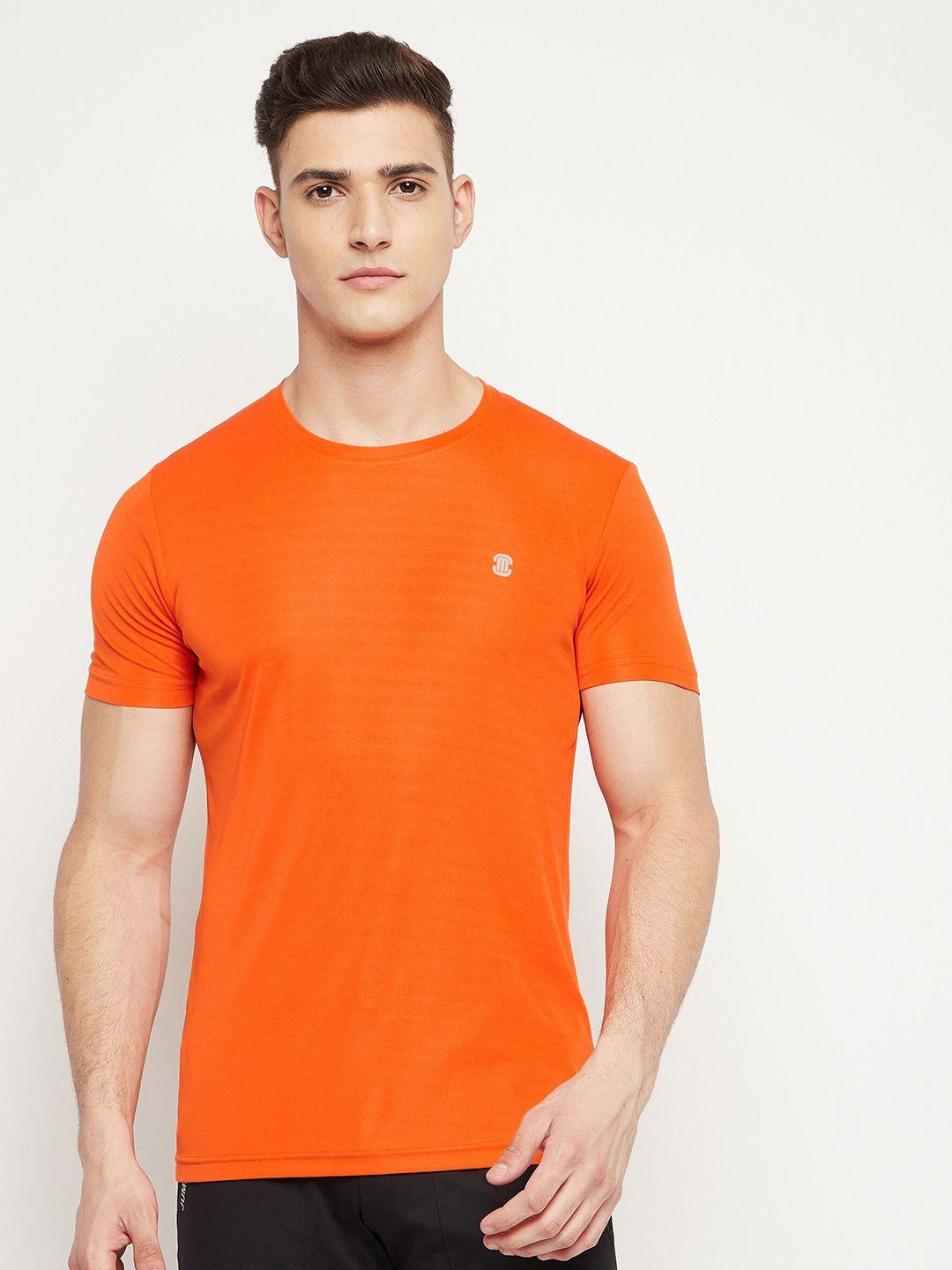 mozafia men orange solid  running t-shirt