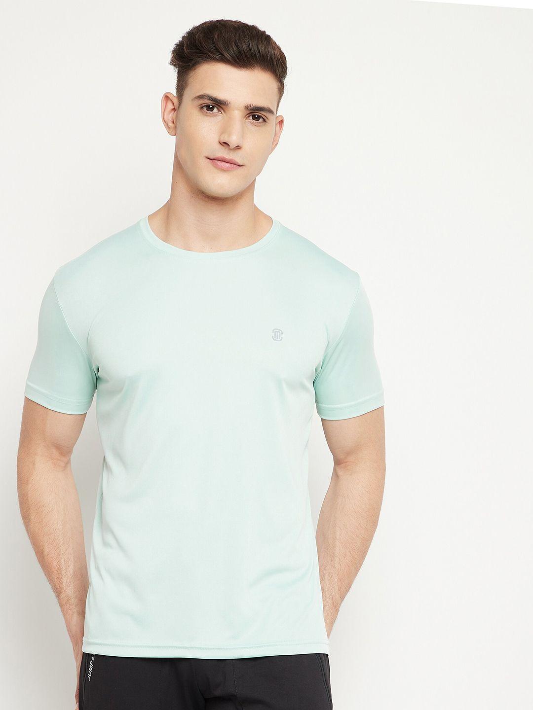 mozafia men sea green solid regular fit t-shirt