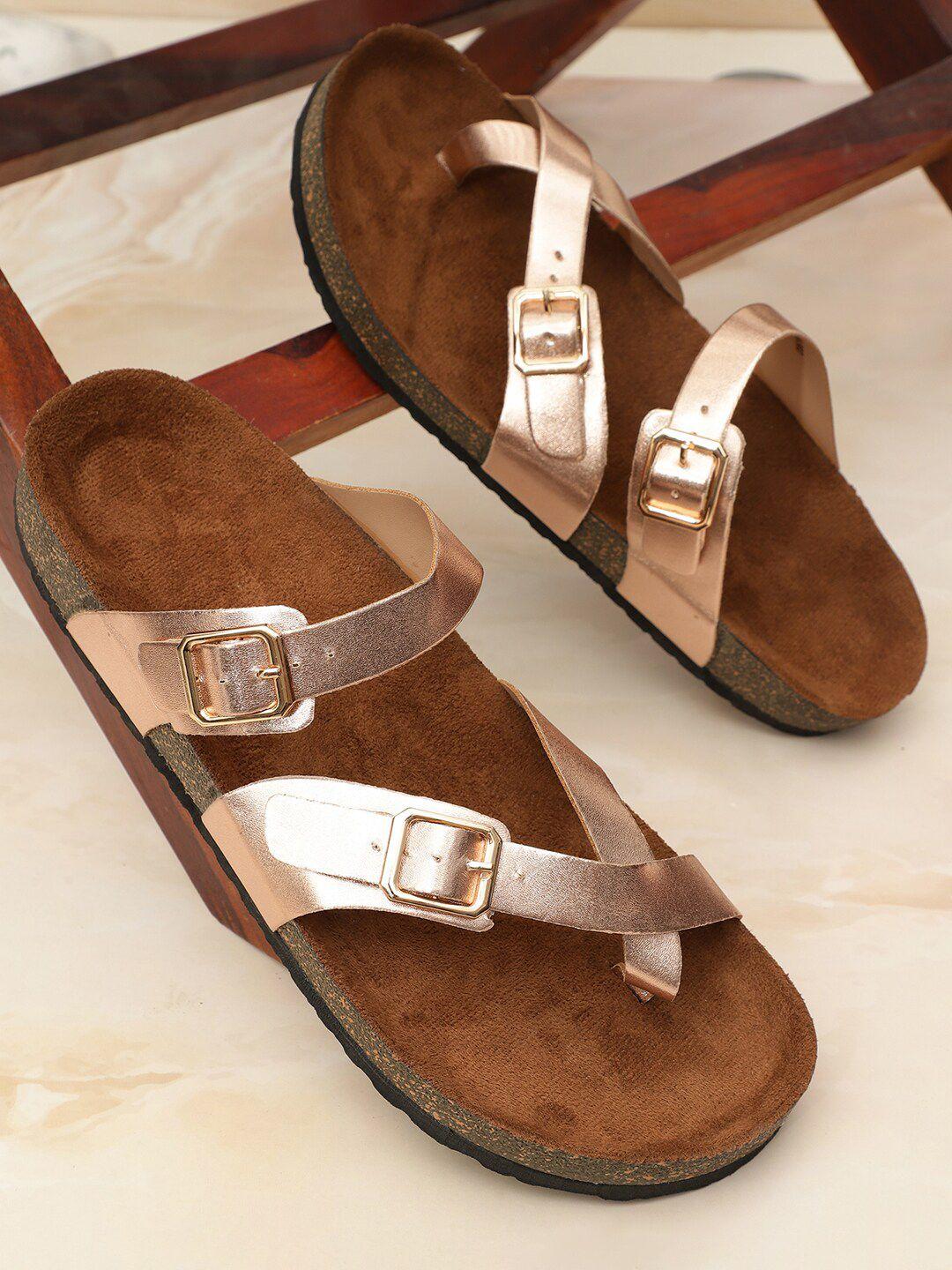 mozafia one toe flats with buckle detail