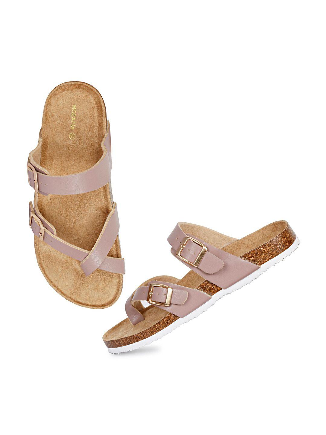 mozafia buckled textured one toe flats