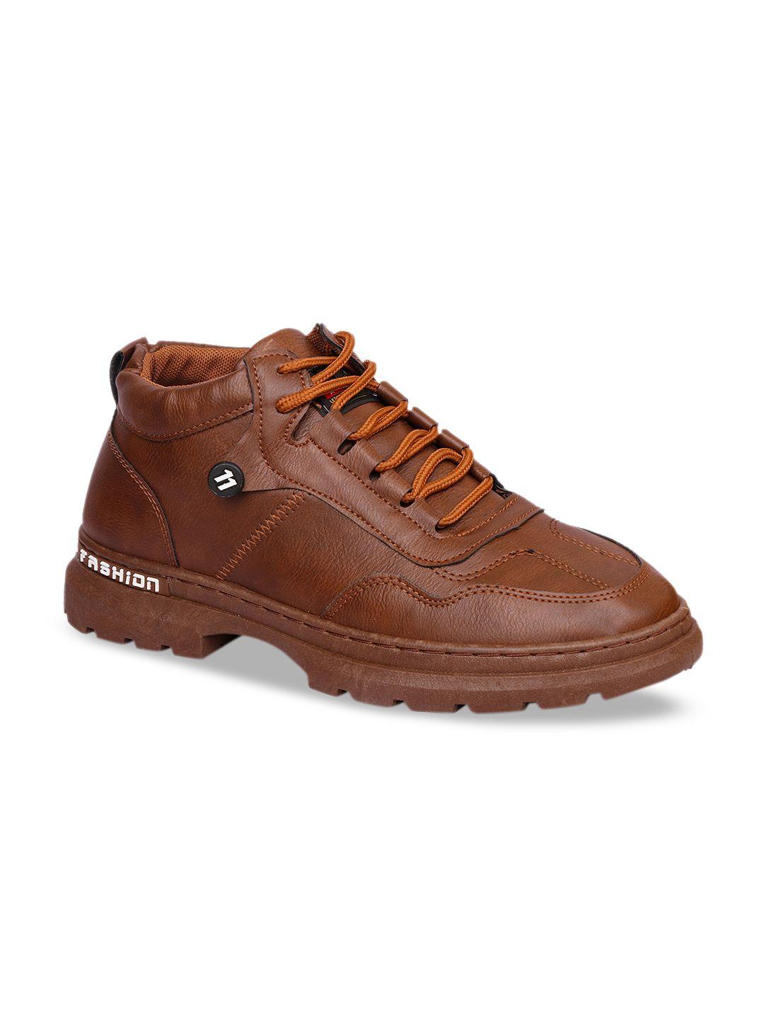 mozafia men brown pu sneakers