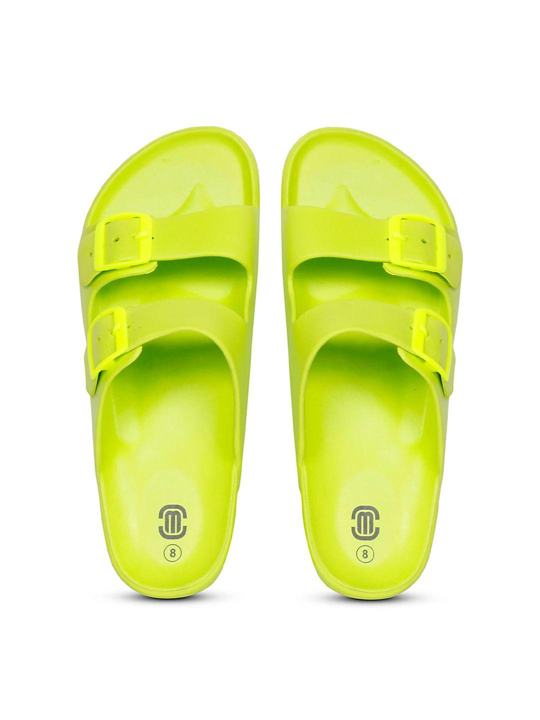 mozafia men fluorescent green rubber sliders