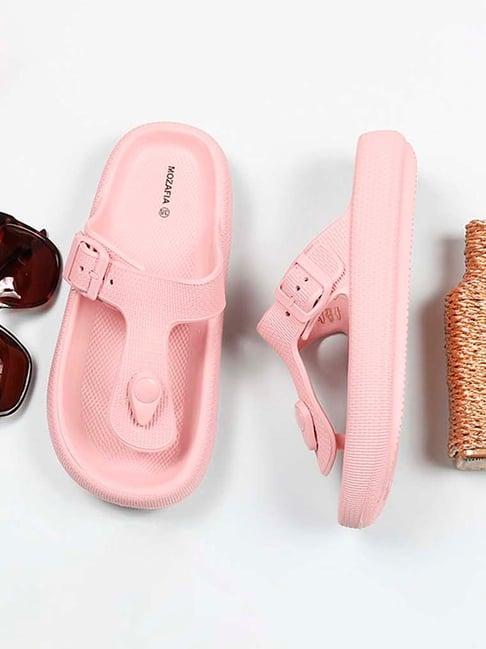 mozafia women's nude pink t-strap sandals