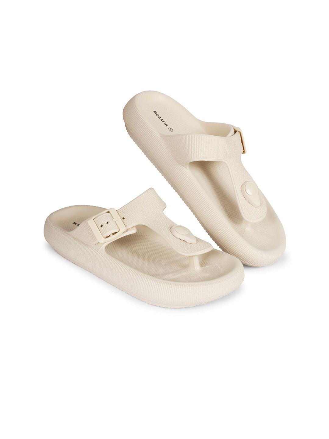 mozafia women beige rubber thong flip-flops