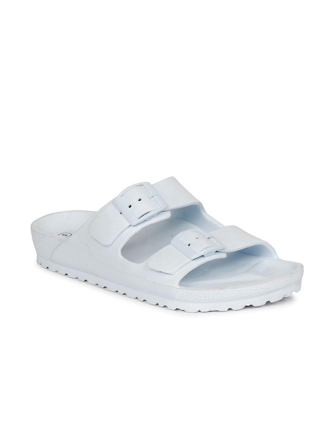 mozafia women blue rubber sliders