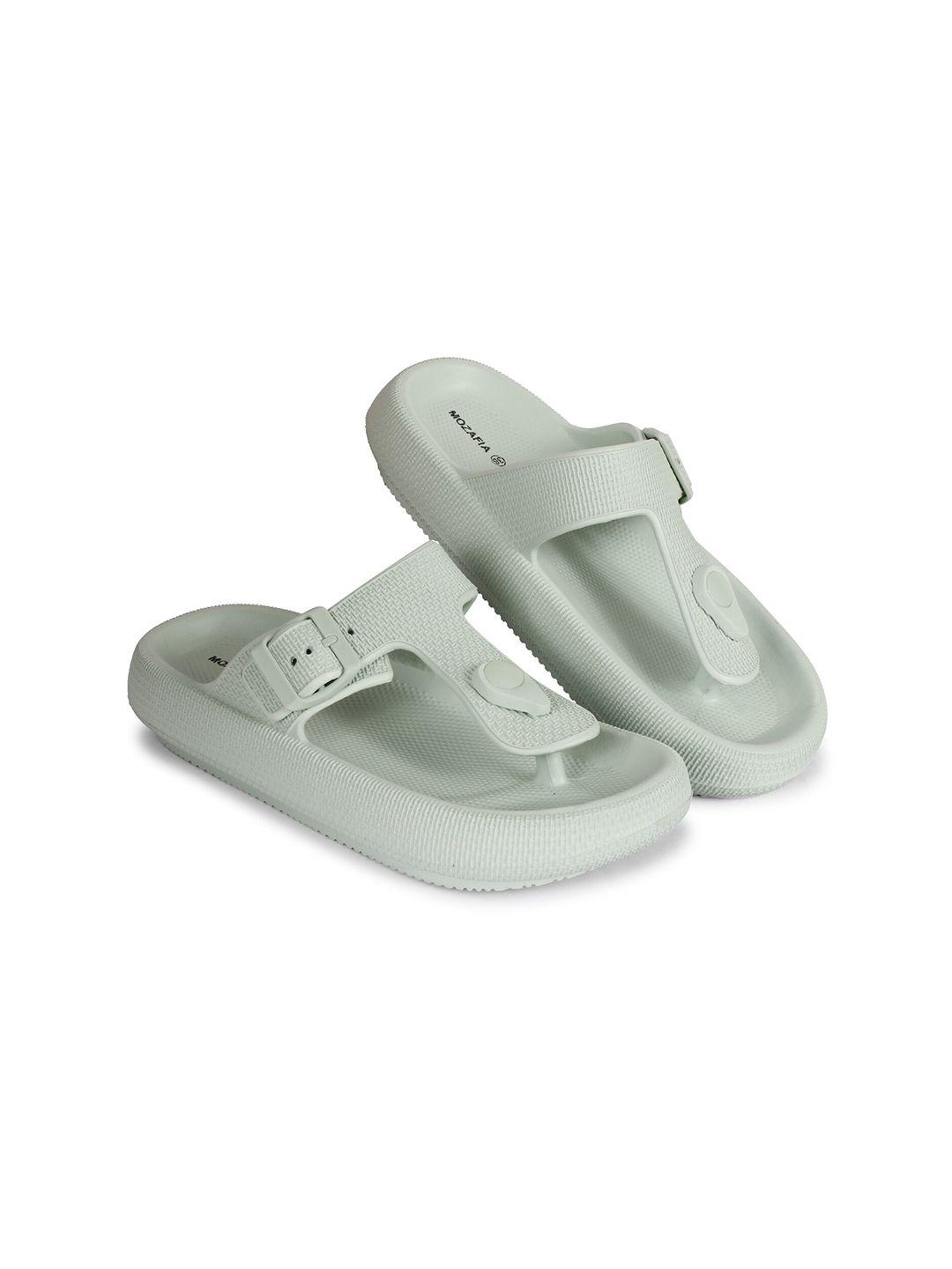 mozafia women rubber thong flip-flops with buckle detail