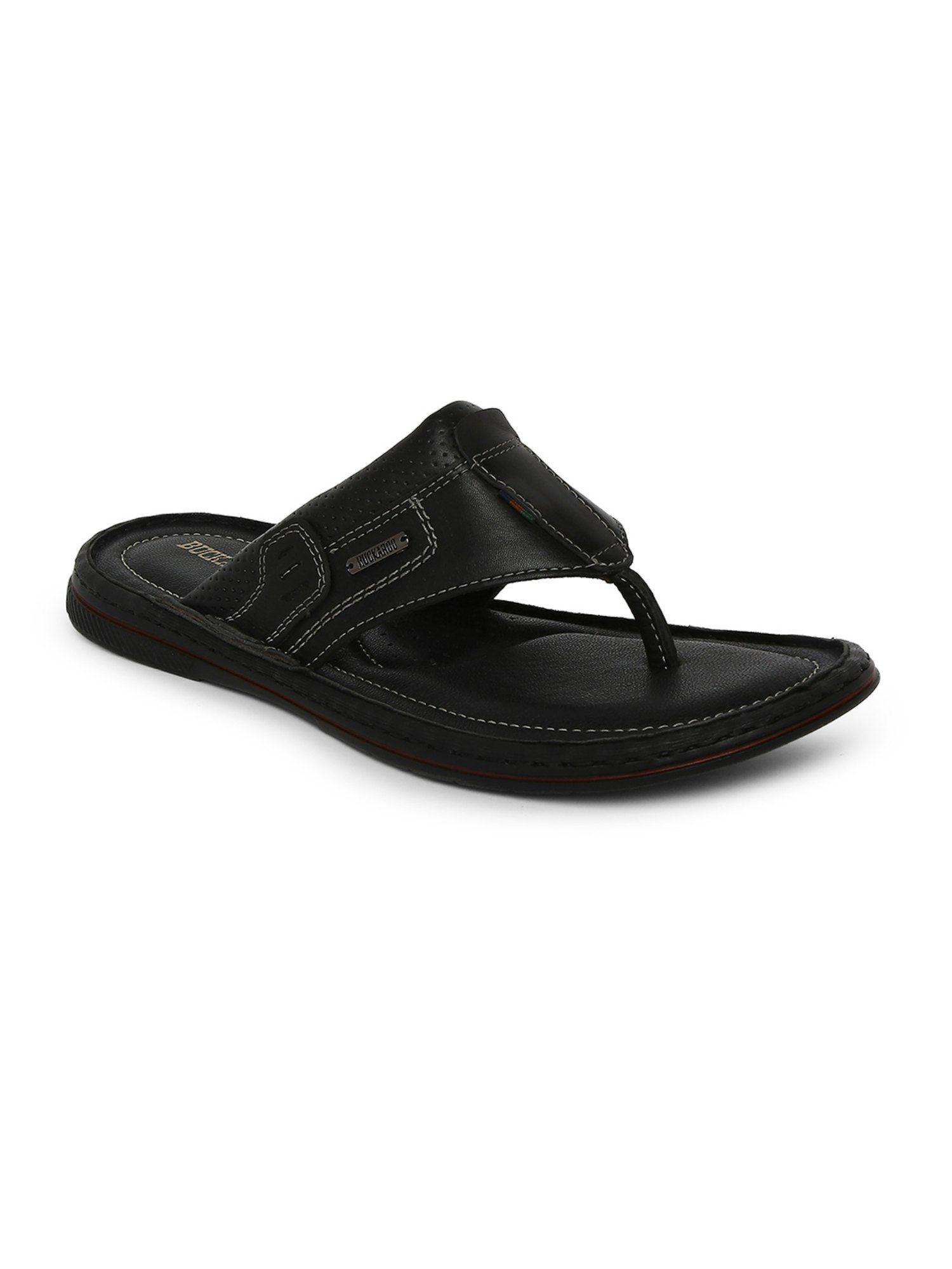 moze fullgrain natural leather black casual chappal for men