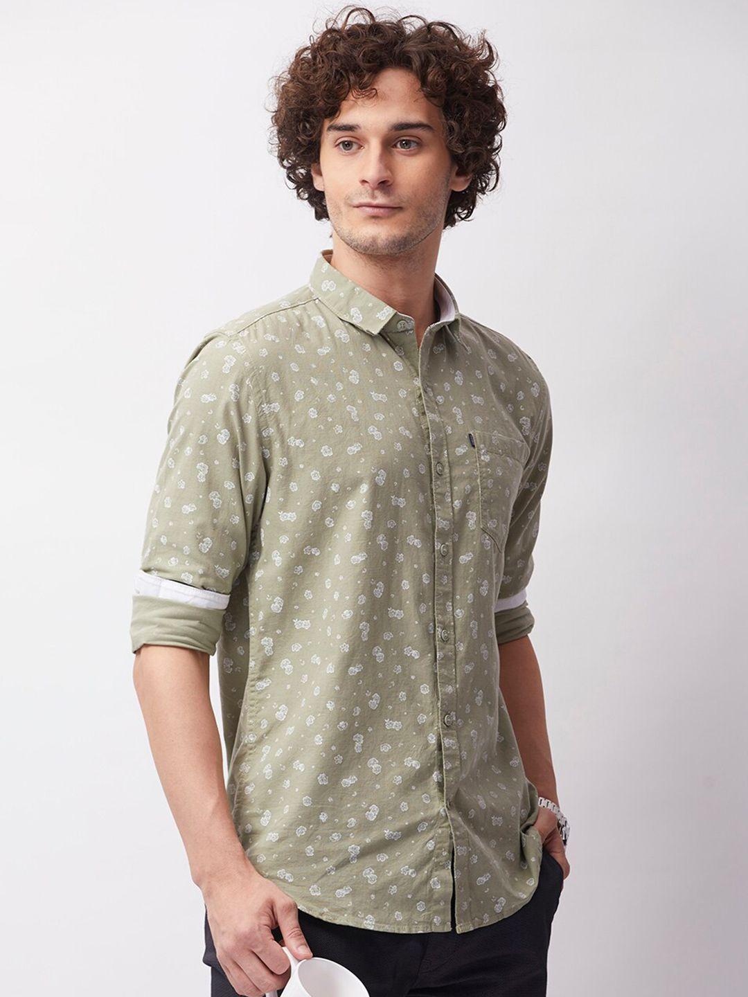 mozzo classic slim fit floral printed cotton casual shirt