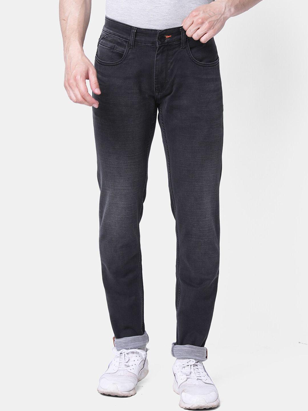 mozzo men charcoal lean slim fit low distress jeans