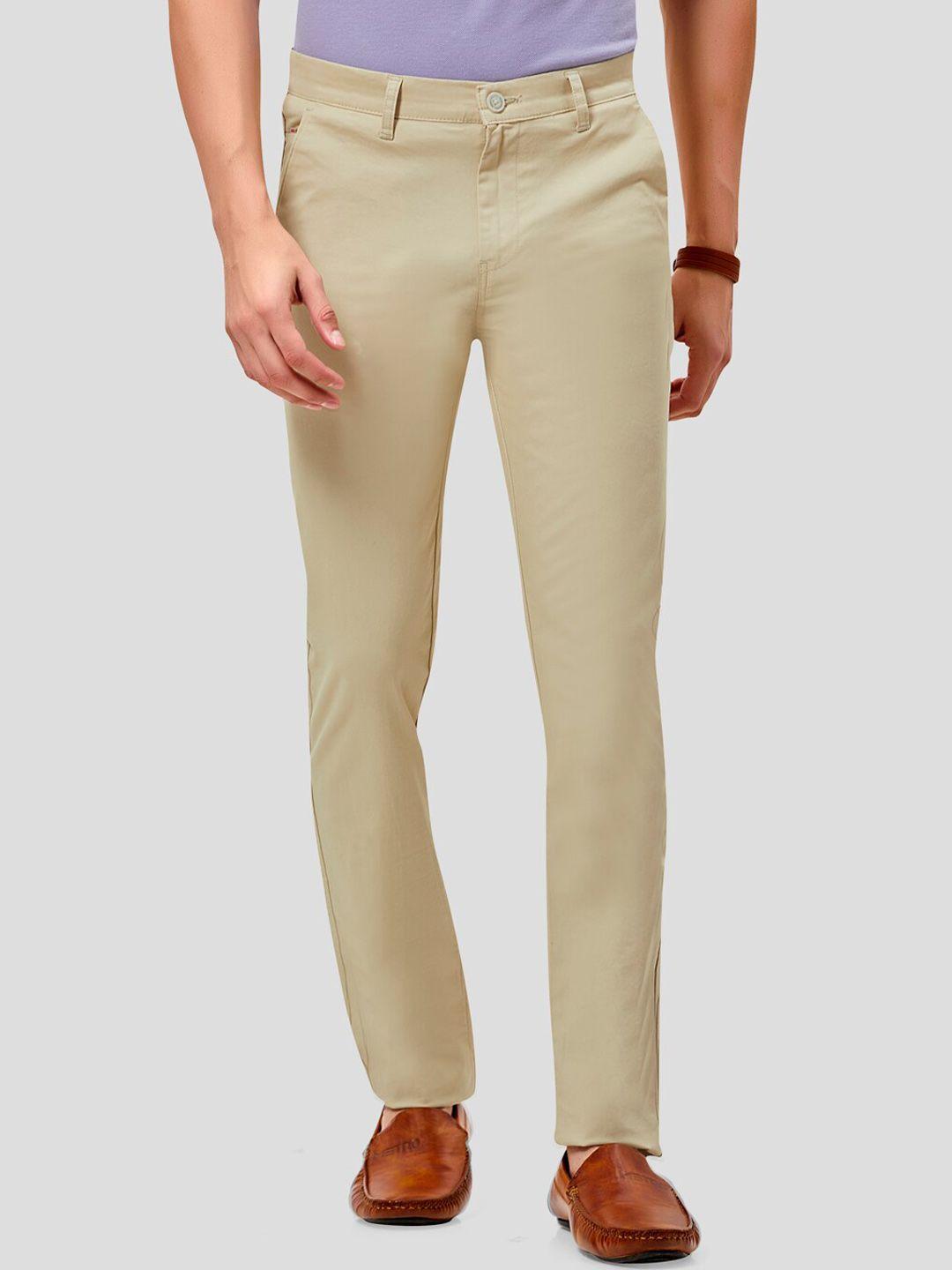 mozzo men cream-coloured slim fit trousers