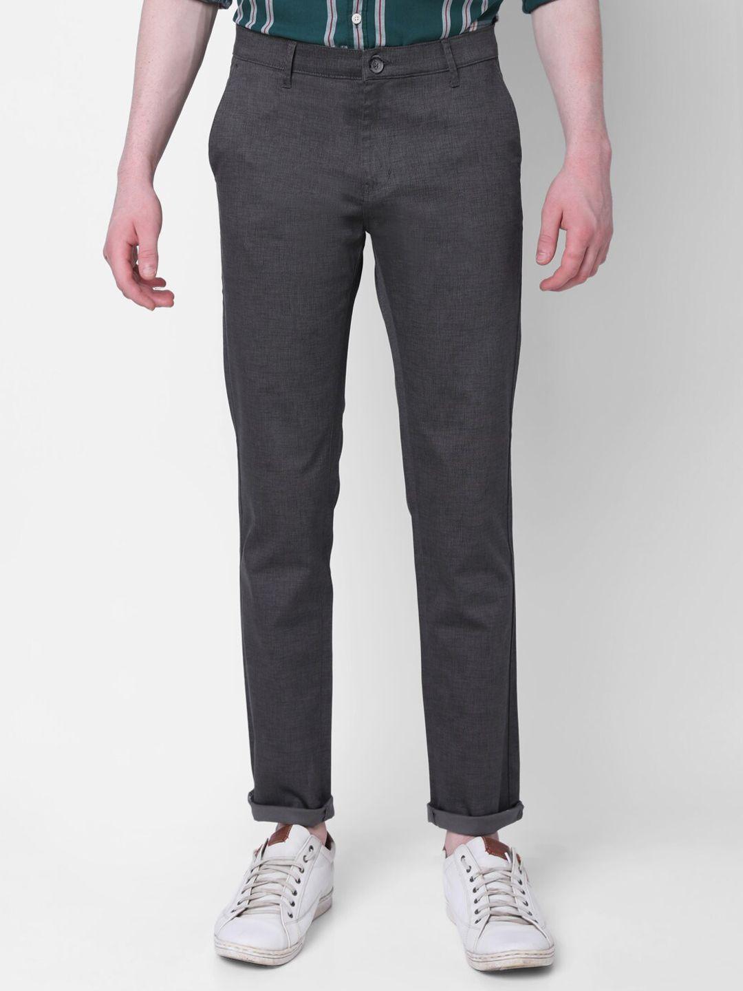 mozzo men grey slim fit trousers
