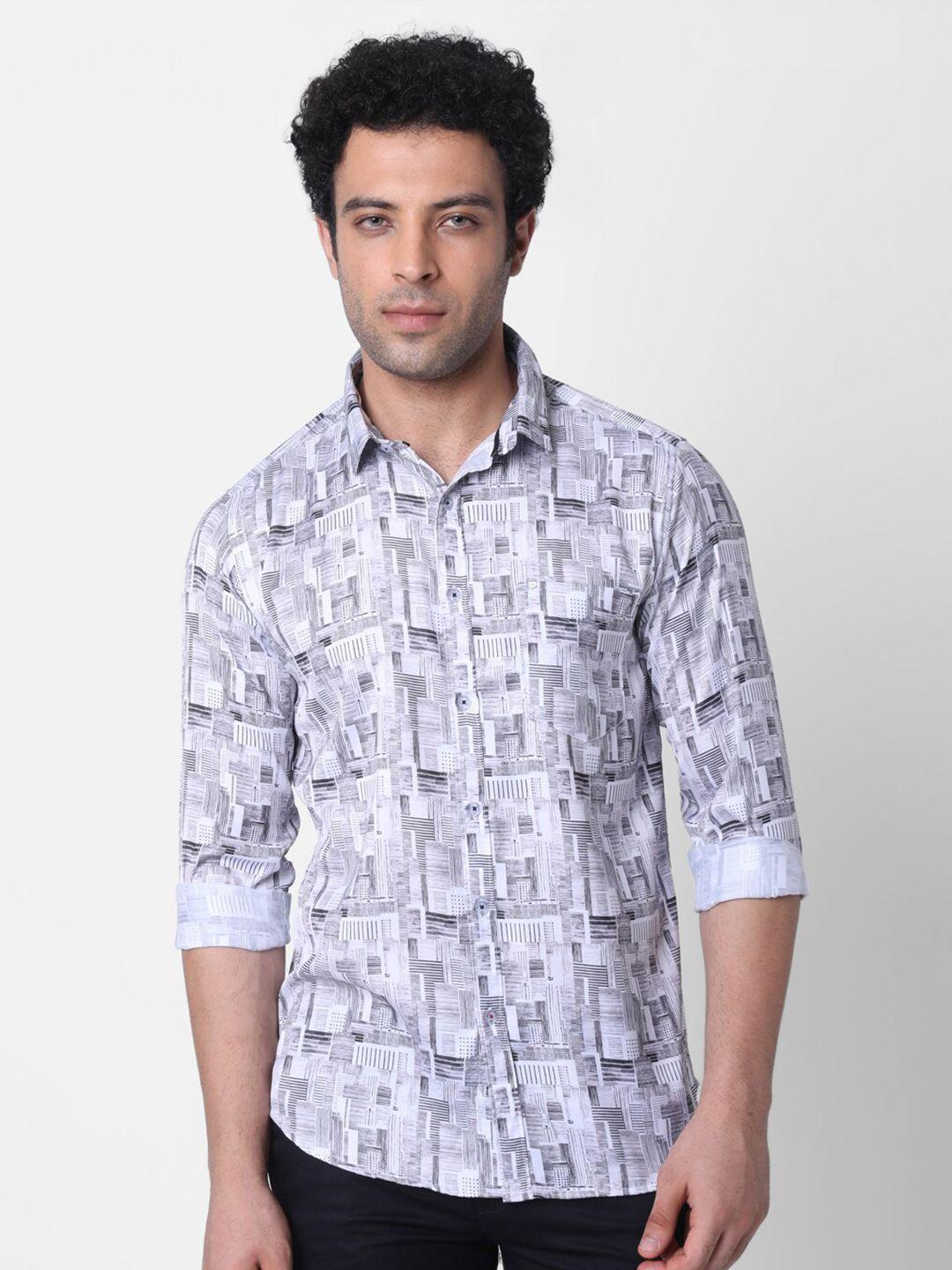 mozzo classic regular fit abstract printed cotton casual shirt