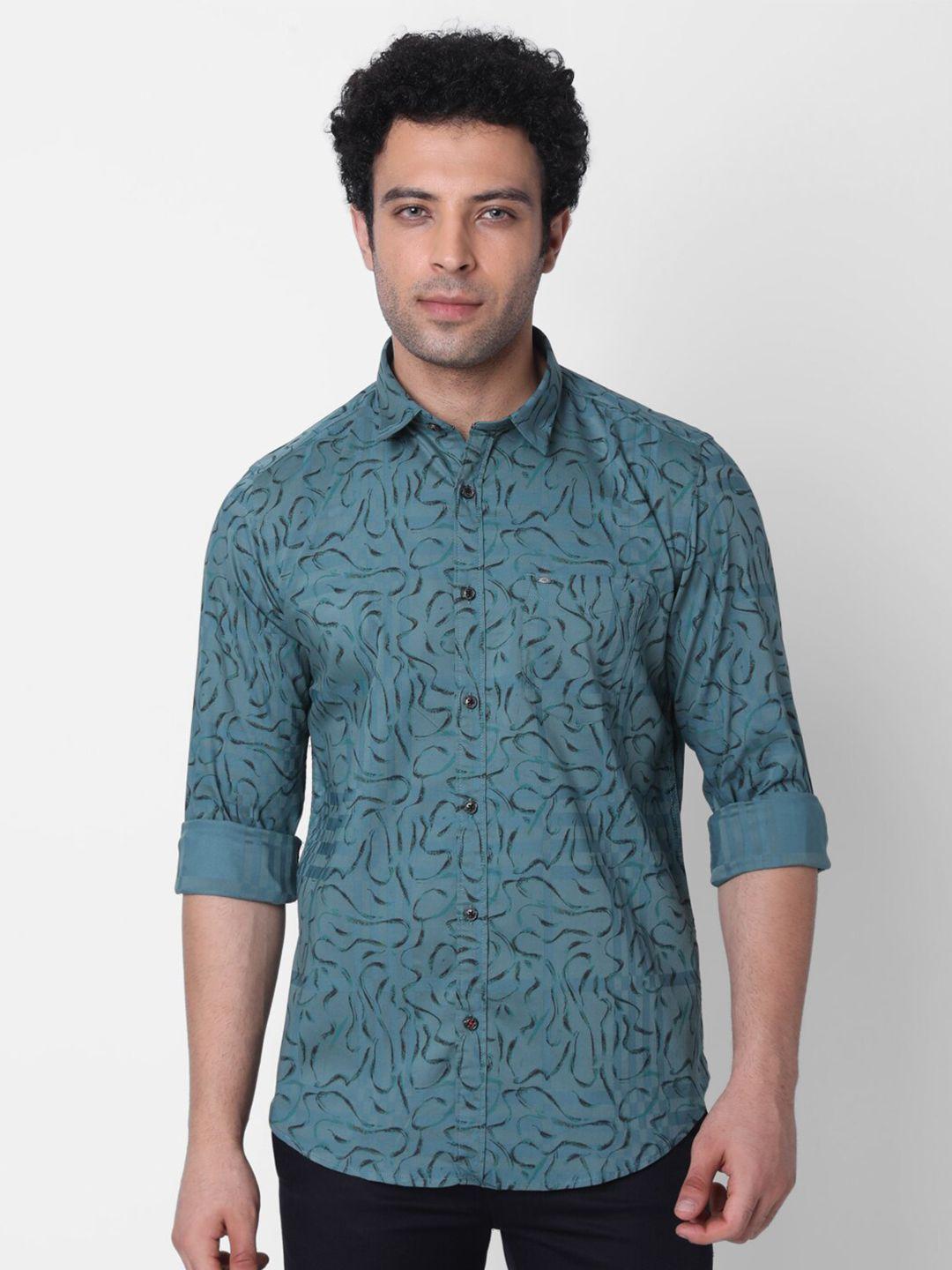 mozzo classic slim fit abstract printed cotton casual shirt
