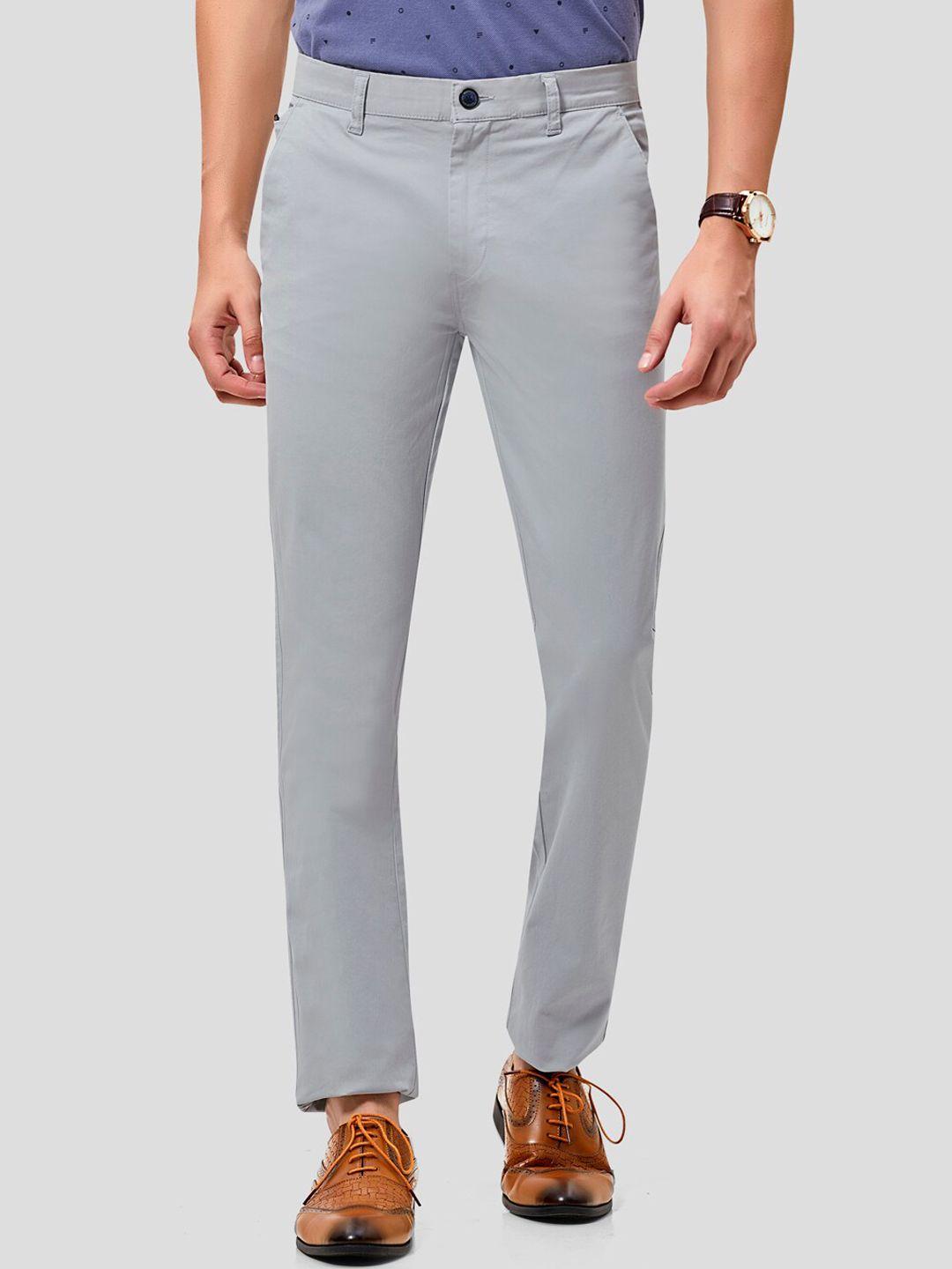 mozzo men silver-toned slim fit trousers