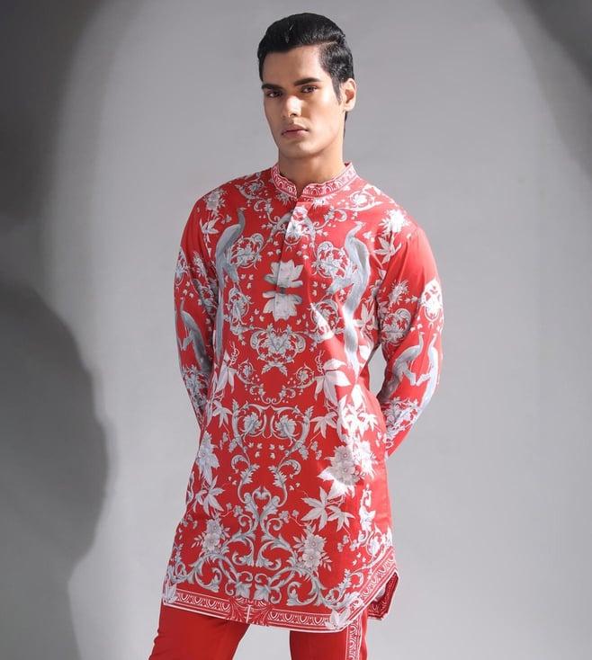 mr ajay kumar red anton engineered printed kurta