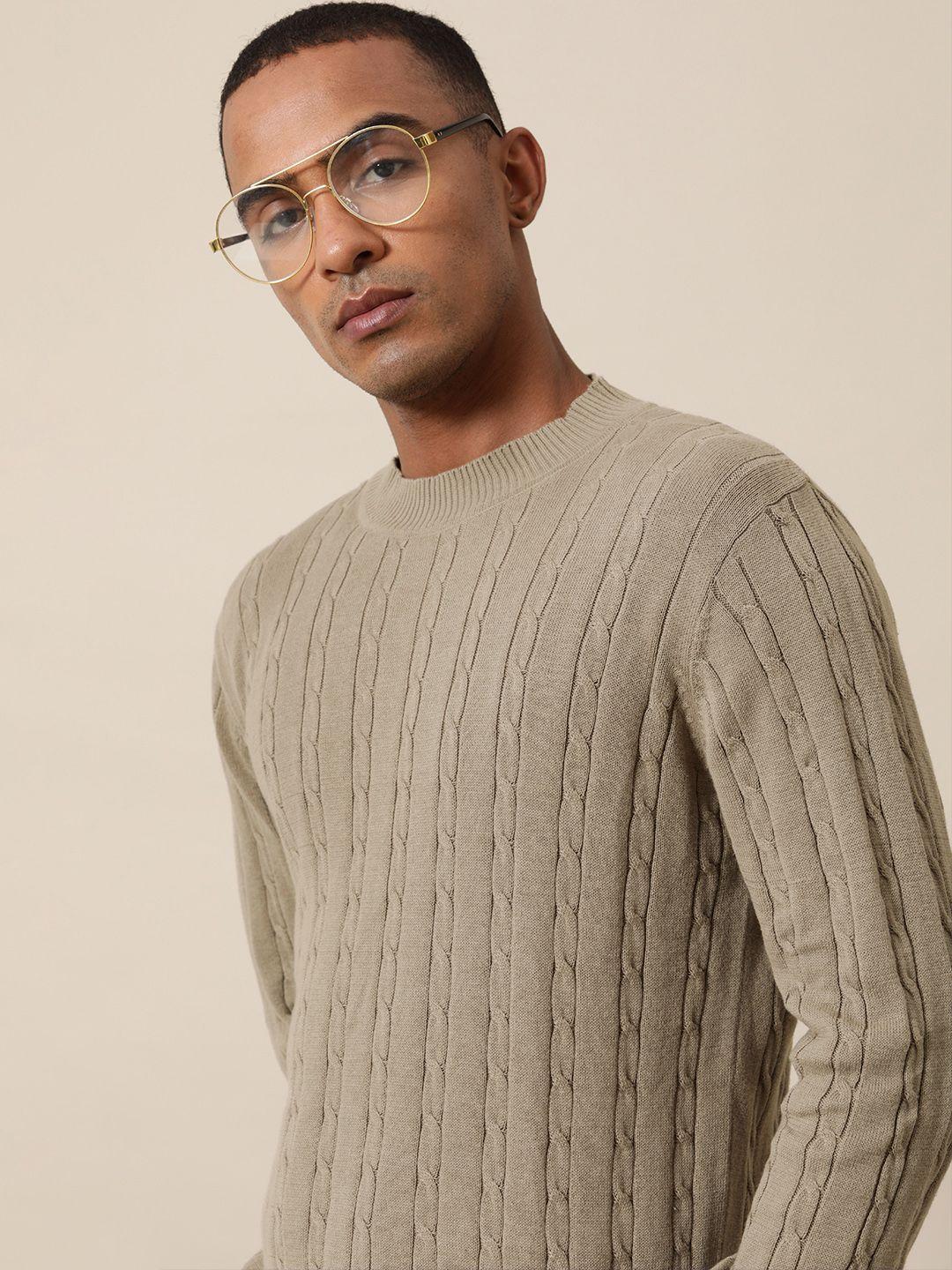 mr bowerbird men brown cable knit pullover