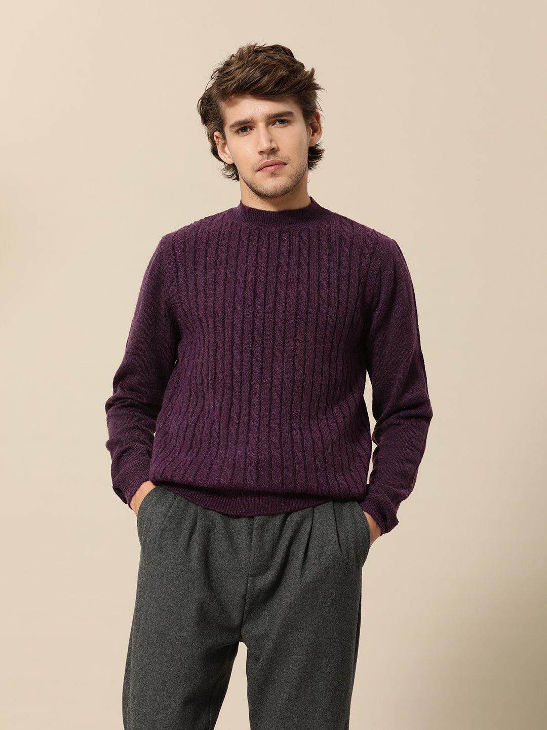 mr bowerbird men burgundy cable knit pullover