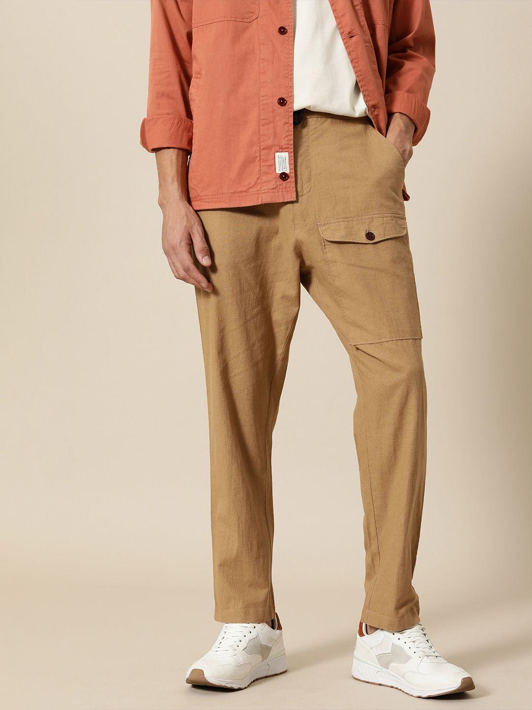 mr bowerbird men camel brown liberal fit trousers