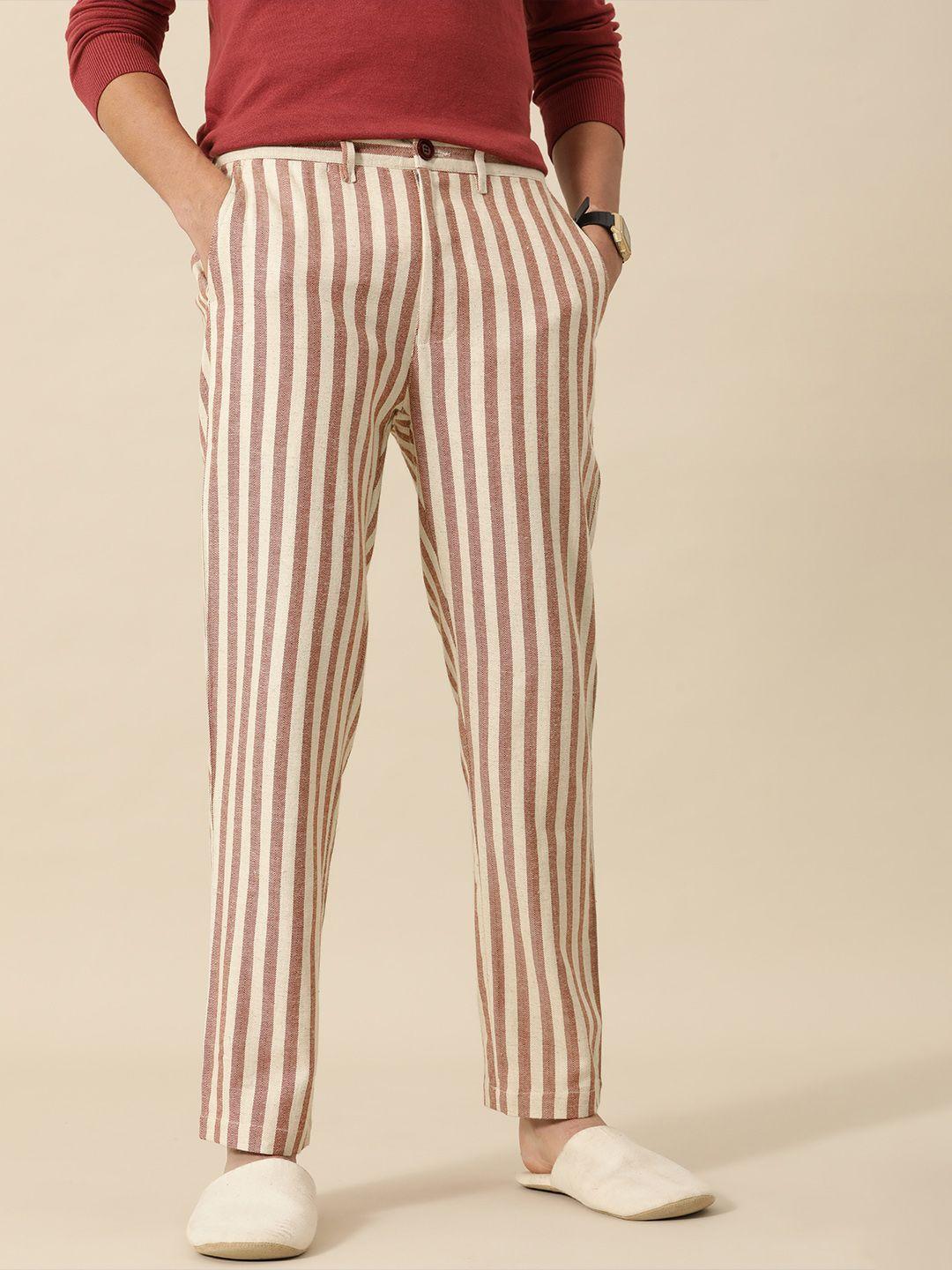 mr bowerbird men off white liberal fit striped trousers