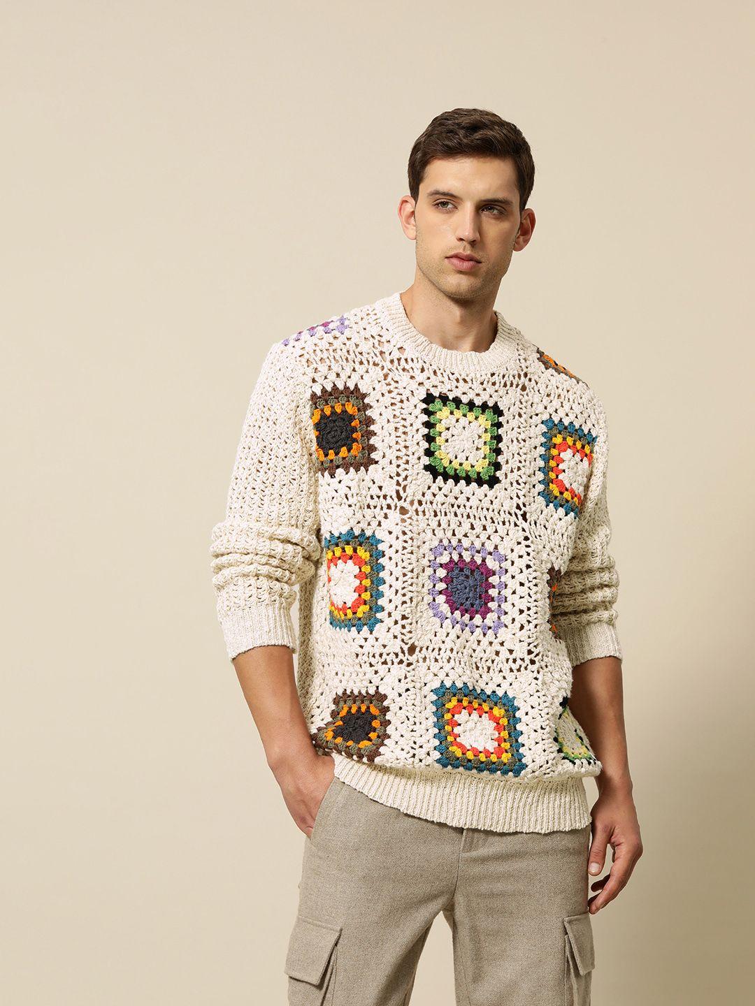 mr bowerbird premium knitted crochet cotton relaxed fit pullover