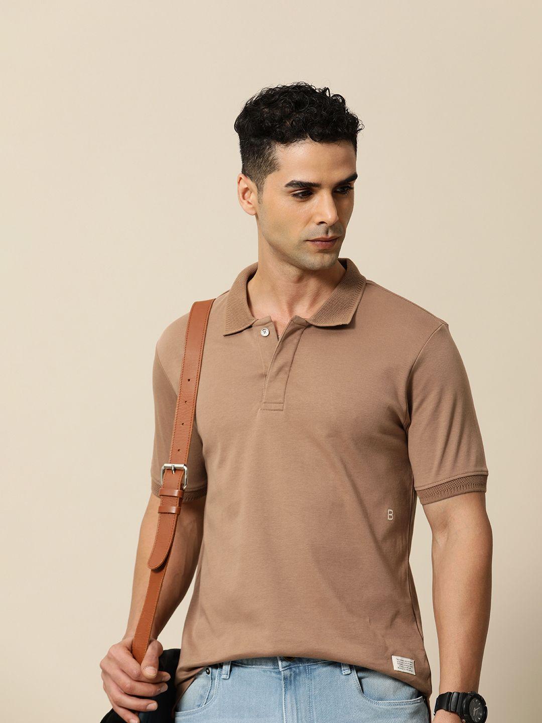 mr bowerbird solid tailored fit polo collar pure cotton t-shirt