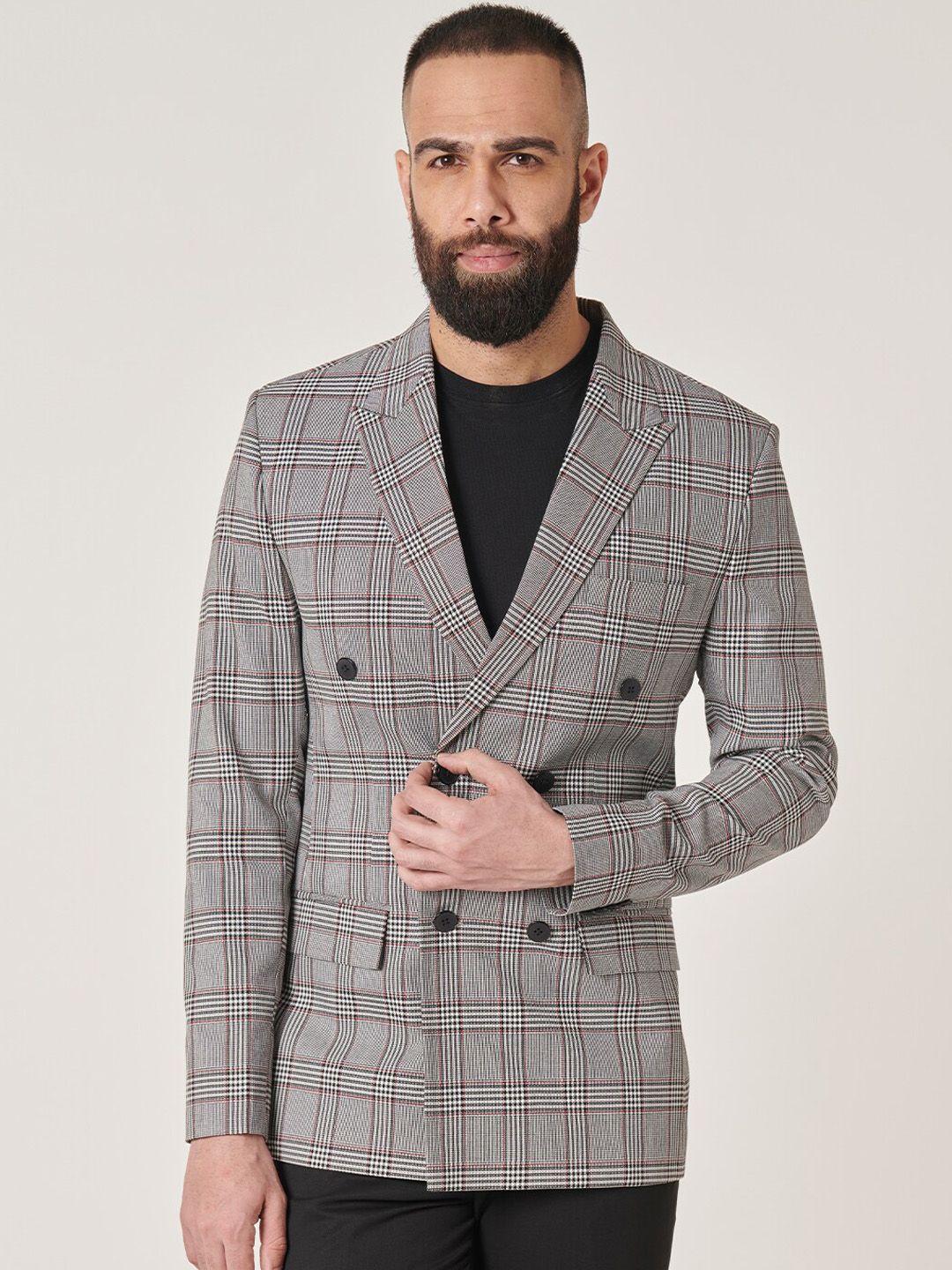 mr button checked double breasted blazer