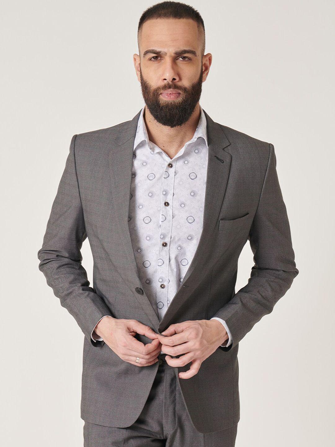 mr button checked notched lapel collar single breasted blazers