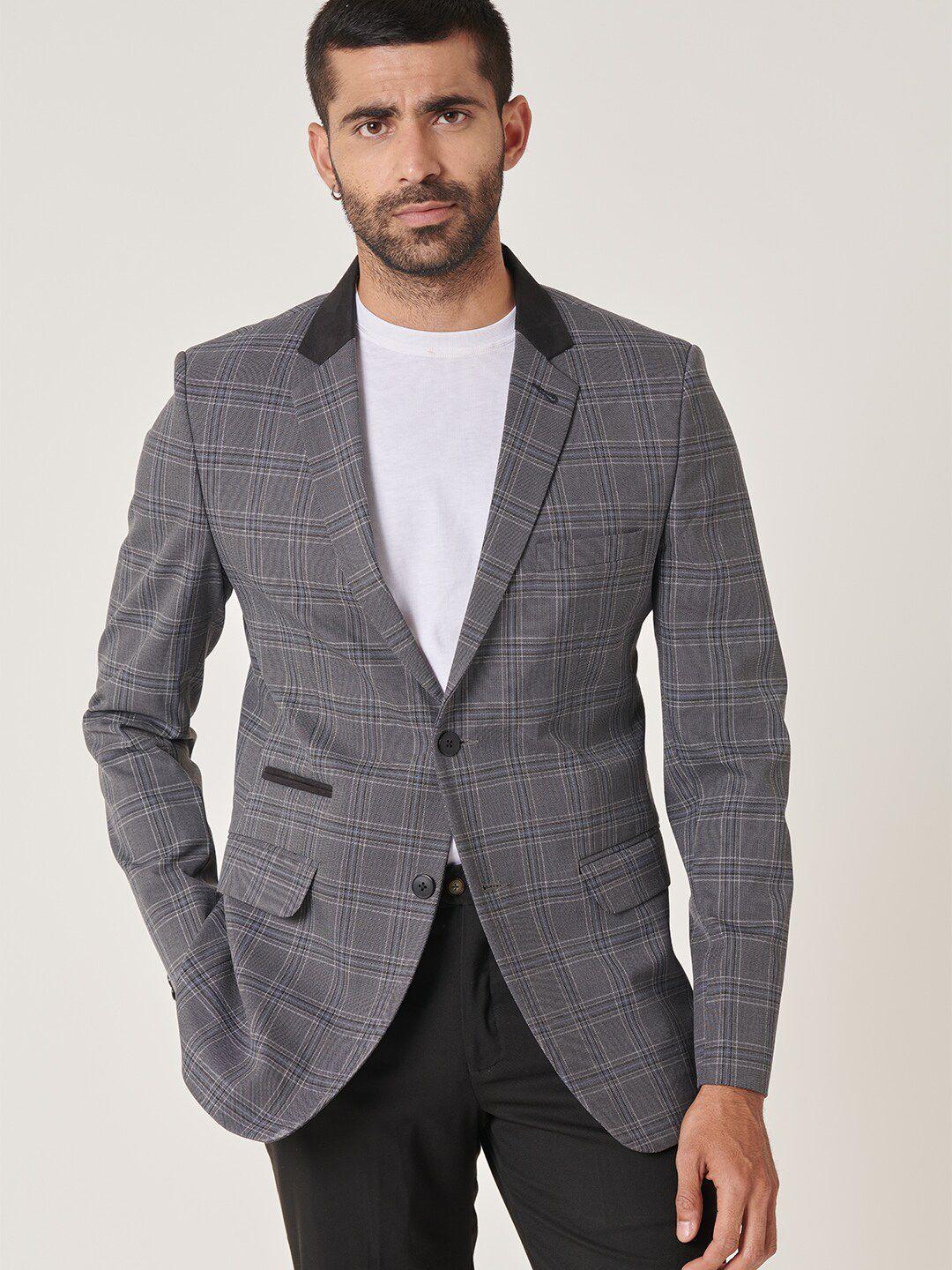 mr button checked slim-fit single breasted blazer