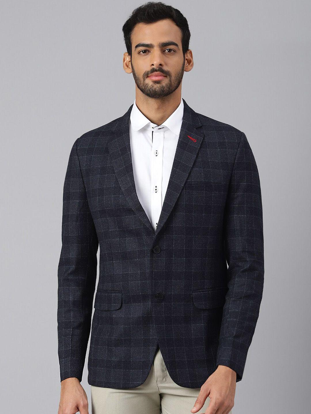 mr button grey checked slim fit single breasted blazer