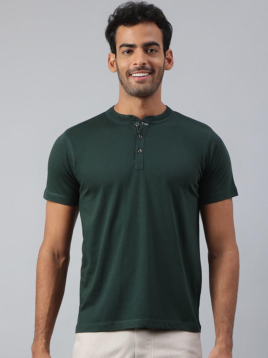 mr button men green henley neck slim fit t-shirt