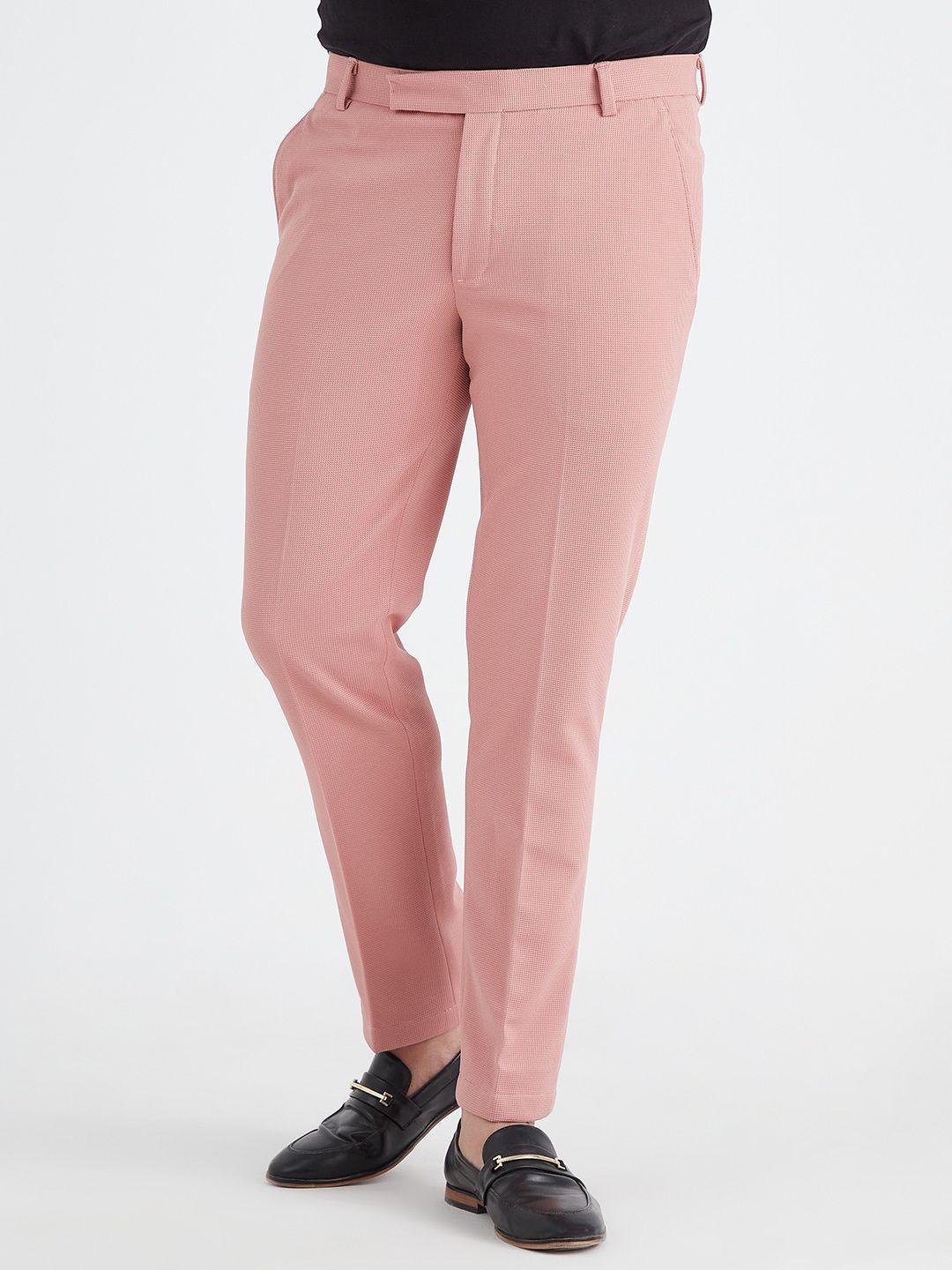 mr button men pink slim fit trousers